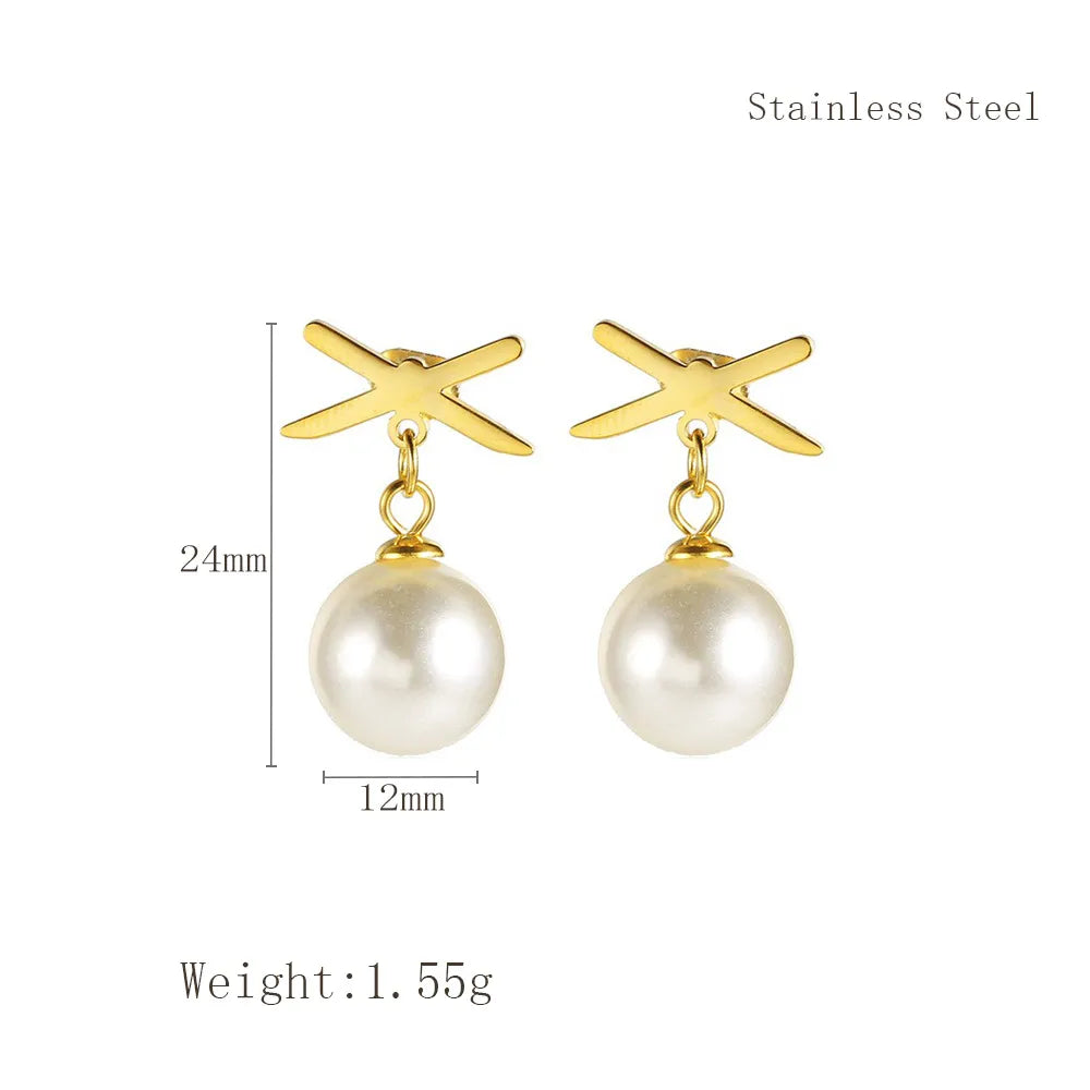 1 Pair Elegant Lady Flower 304 Stainless Steel 18K Gold Plated Drop Earrings