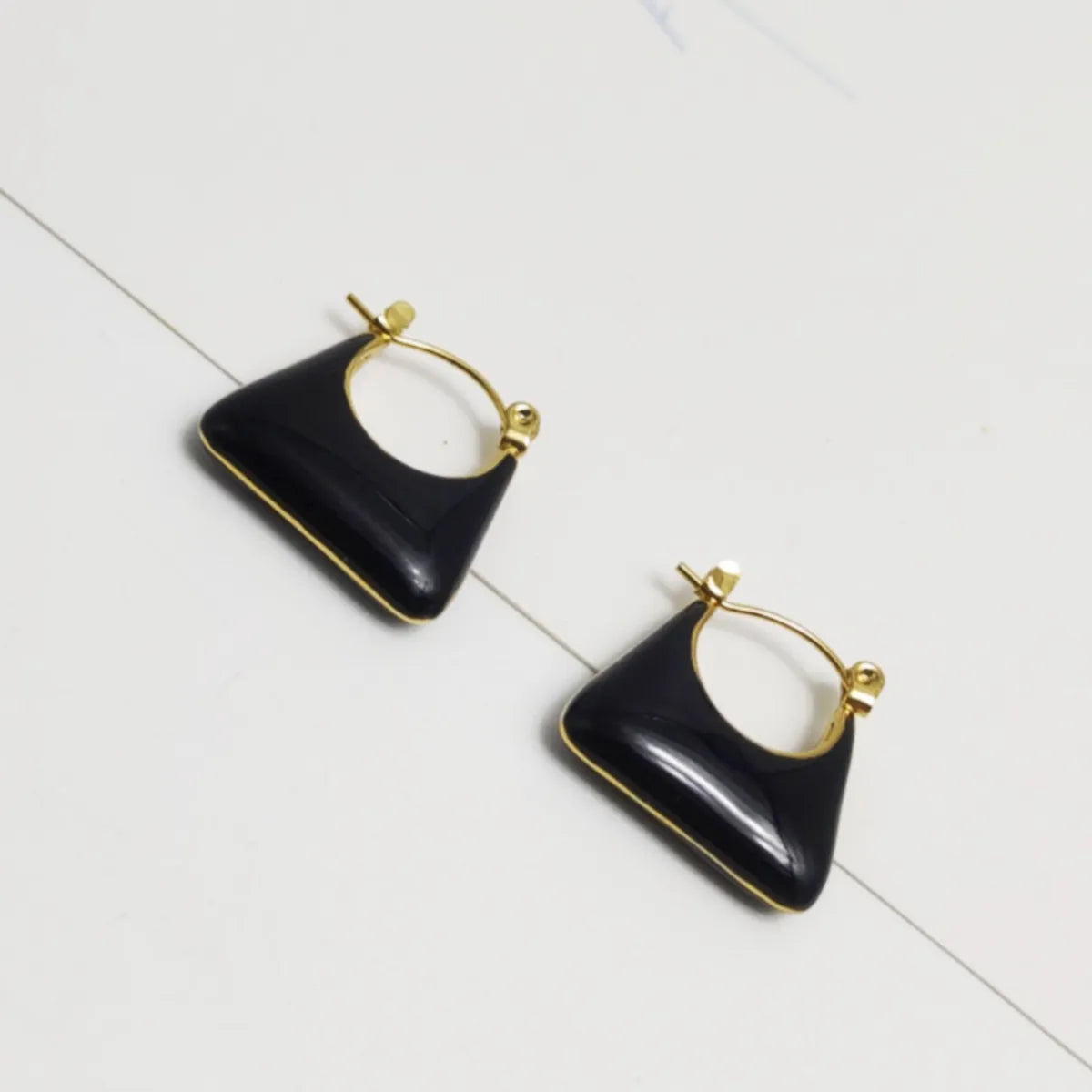 1 Pair Elegant Lady French Style Bag Oil Painting Enamel 304 Stainless Steel 18K Gold Plated Earrings