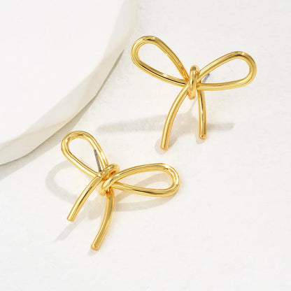 1 Pair Elegant Lady French Style Bow Knot Copper Ear Studs