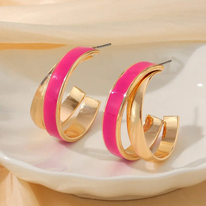 1 Pair Elegant Lady Geometric Enamel Iron Earrings