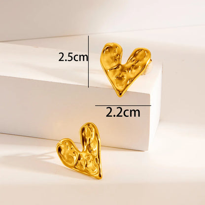 1 Pair Elegant Lady Geometric Heart Shape Flower Plating Titanium Steel Ear Studs