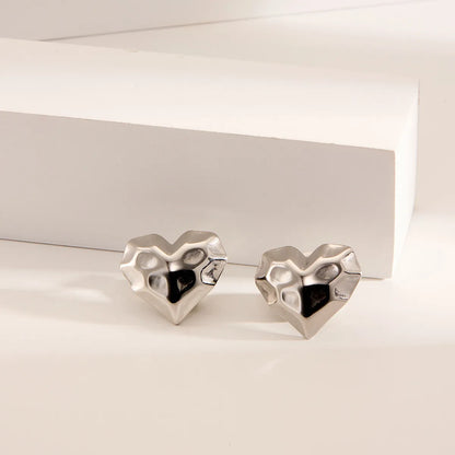 1 Pair Elegant Lady Geometric Heart Shape Flower Plating Titanium Steel Ear Studs