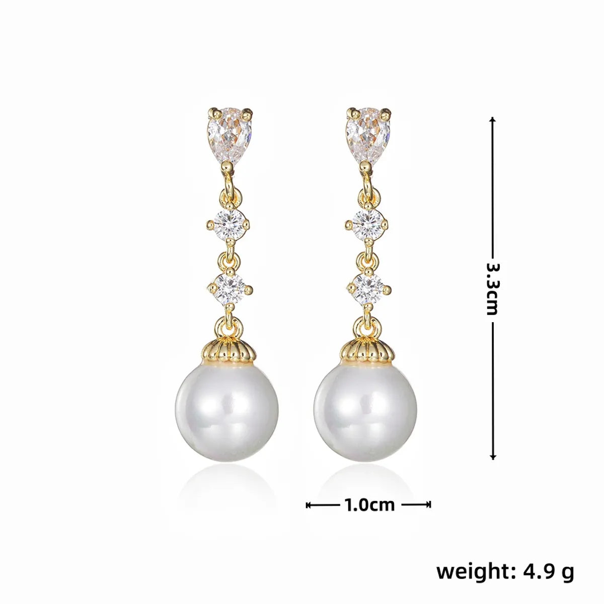 1 Pair Elegant Lady Geometric Inlay Imitation Pearl Copper Alloy Artificial Gemstones Artificial Pearls 18K Gold Plated White Gold Plated Drop Earrings