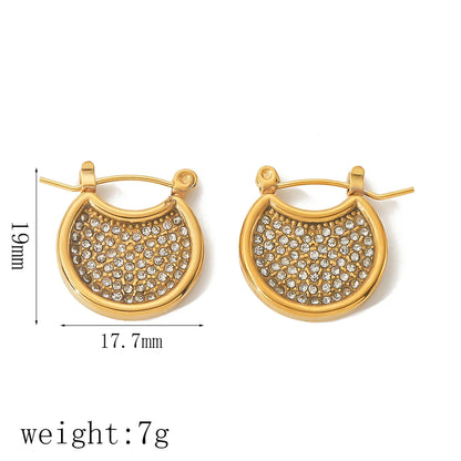 1 Pair Elegant Lady Geometric Inlay Stainless Steel Zircon 18K Gold Plated Ear Studs