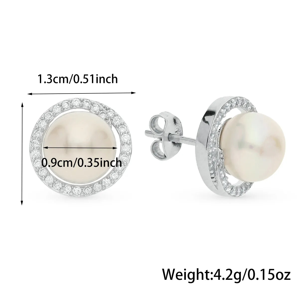 1 Pair Elegant Lady Geometric Inlay Sterling Silver Artificial Pearls Zircon White Gold Plated Ear Studs