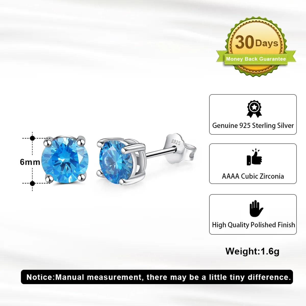 1 Pair Elegant Lady Geometric Inlay Sterling Silver Zircon White Gold Plated Rhodium Plated Ear Studs