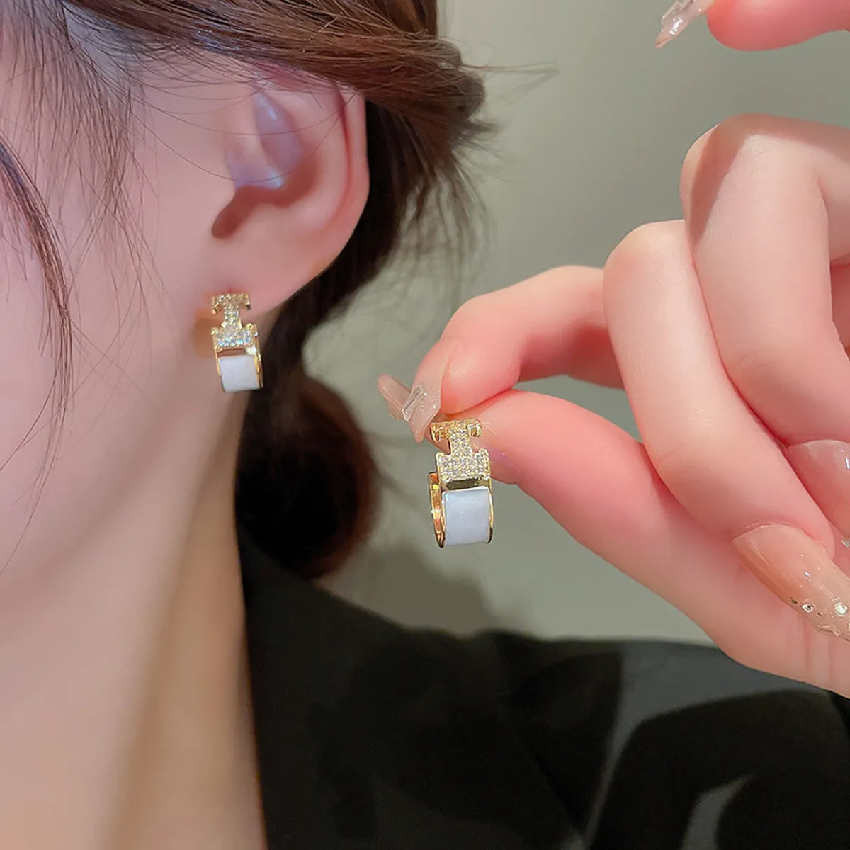 1 Pair Elegant Lady Geometric Plating Inlay Copper Zircon Ear Studs