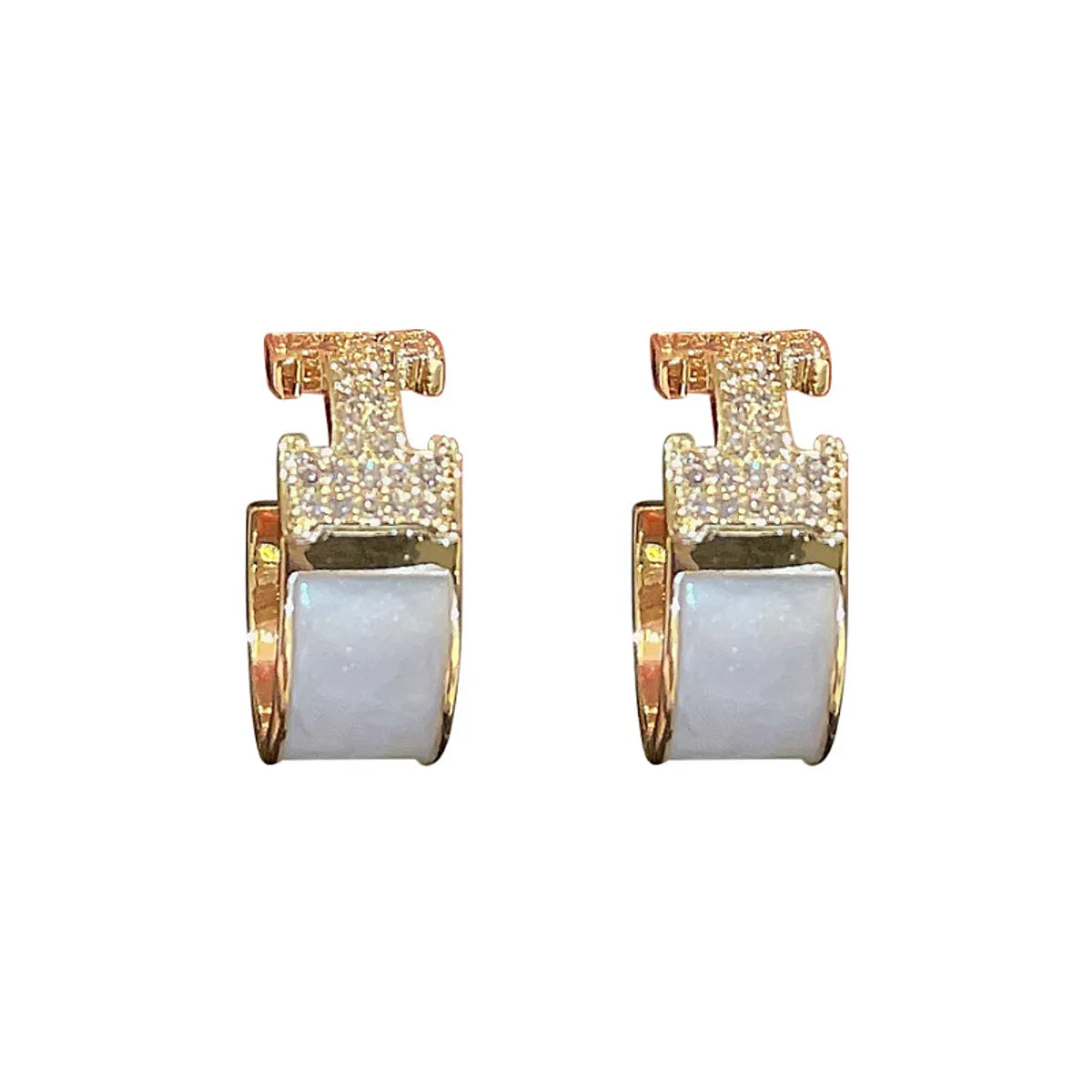 1 Pair Elegant Lady Geometric Plating Inlay Copper Zircon Ear Studs