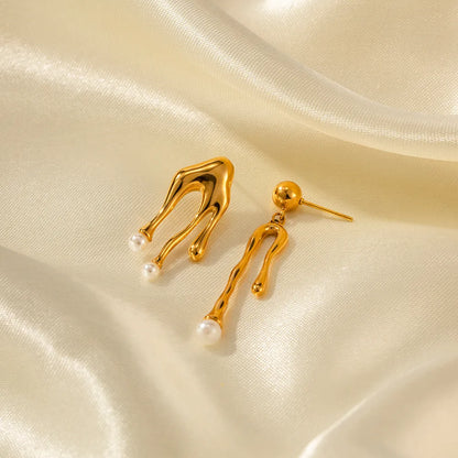 1 Pair Elegant Lady Geometric Plating 316 Stainless Steel  Imitation Pearl Earrings