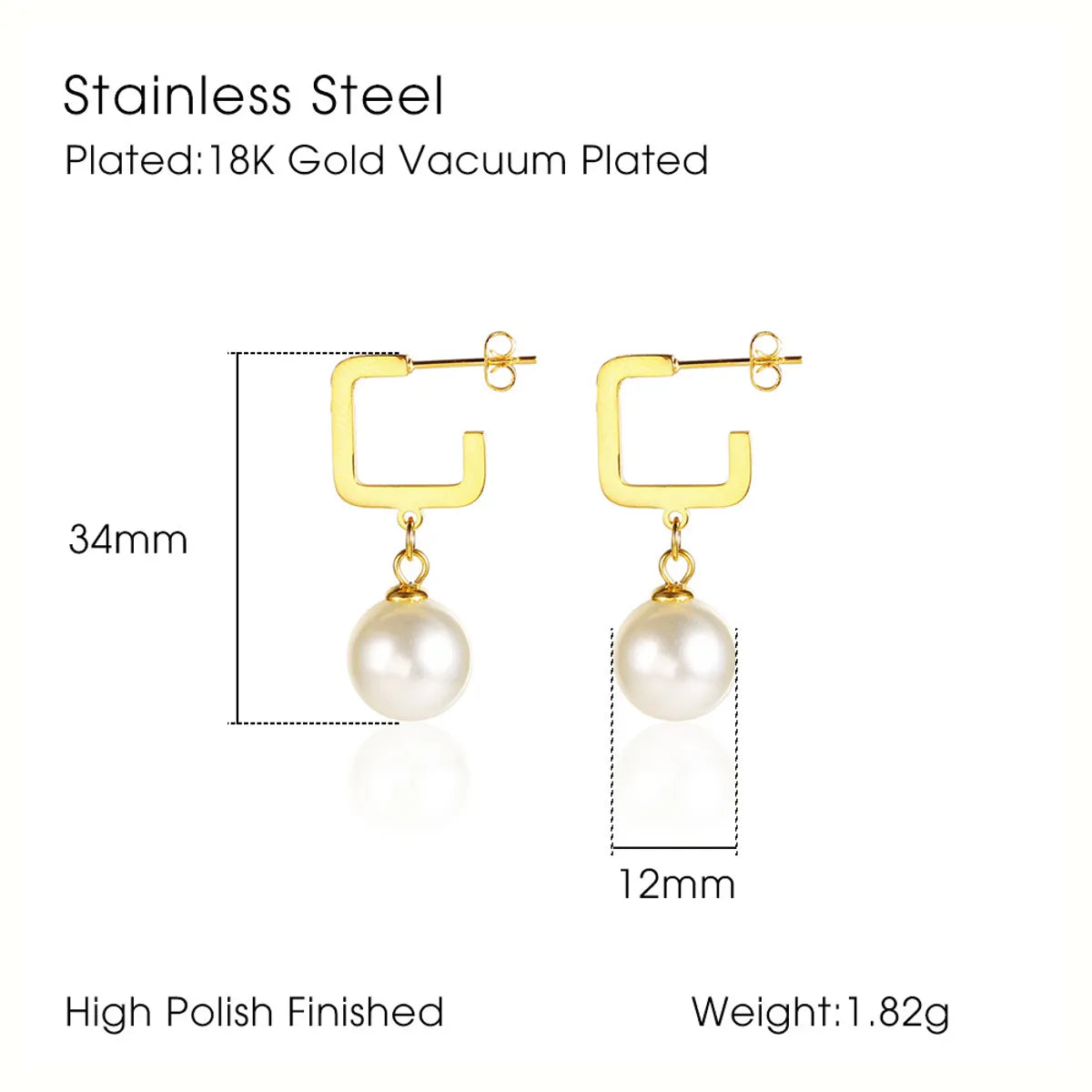 1 Pair Elegant Lady Geometric Plating Titanium Steel Drop Earrings