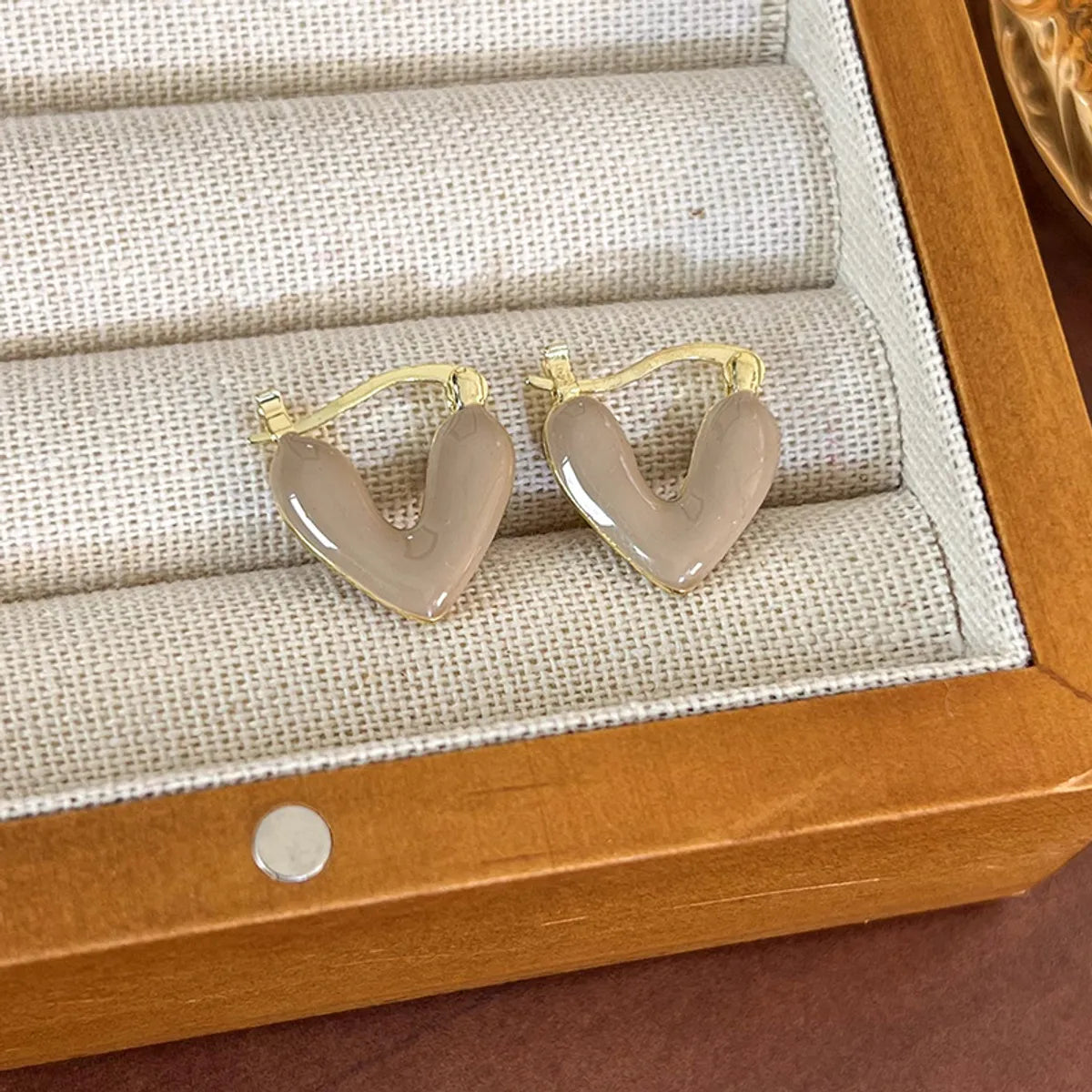 1 Pair Elegant Lady Heart Shape Alloy Gold Plated Earrings