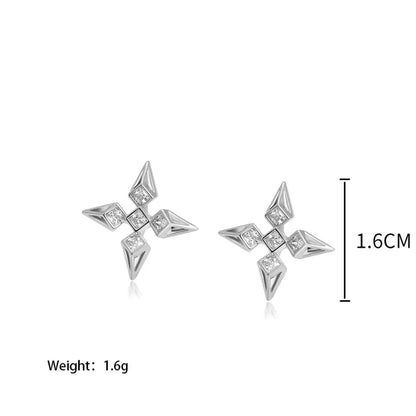 1 Pair Elegant Lady Xuping Heart Shape Butterfly Deer Inlay Copper Alloy Artificial Gemstones Ear Studs