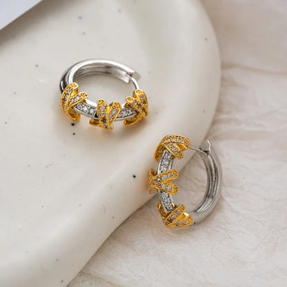 1 Pair Elegant Lady Irregular Flower Artificial Pearl Brass 18K Gold Plated Hoop Earrings Ear Studs