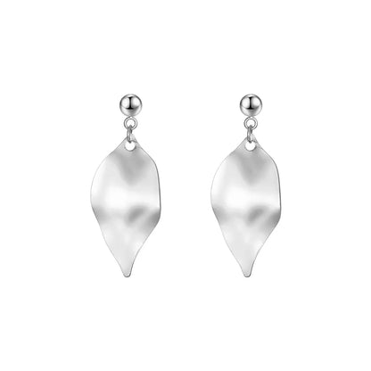 1 Pair Elegant Lady Leaf Plating Titanium Steel Drop Earrings