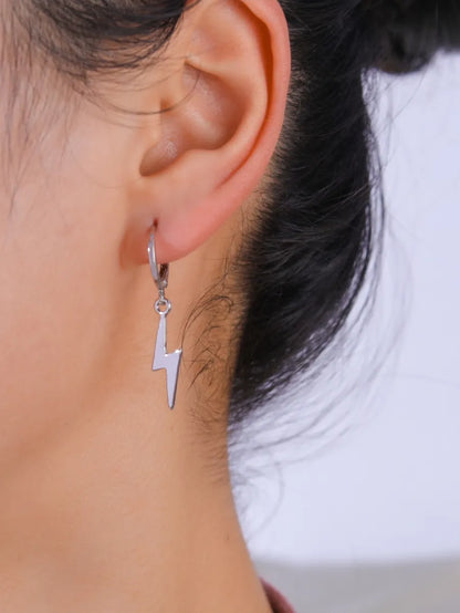 1 Pair Elegant Lady Lightning Stainless Steel Drop Earrings