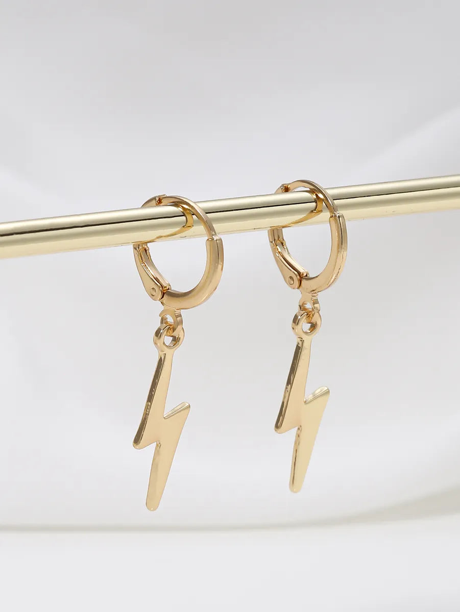 1 Pair Elegant Lady Lightning Stainless Steel Drop Earrings