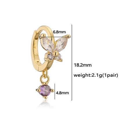 1 Pair Elegant Lady Modern Style Butterfly Plating Inlay Copper Zircon Drop Earrings