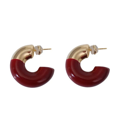 1 Pair Elegant Lady Modern Style C Shape Plating Copper 24K Gold Plated Earrings