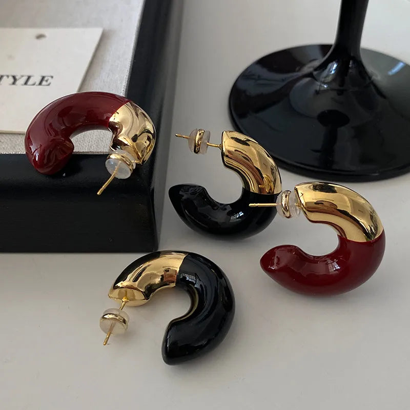 1 Pair Elegant Lady Modern Style C Shape Plating Copper 24K Gold Plated Earrings