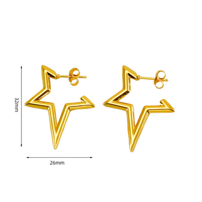 1 Pair Elegant Lady Modern Style C Shape Star Plating 316 Stainless Steel  Titanium Steel 18K Gold Plated Drop Earrings