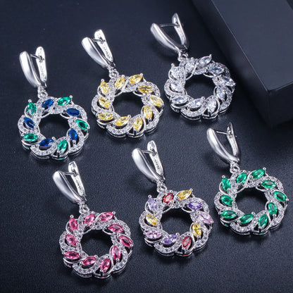 1 Pair Elegant Lady Modern Style Geometric Circle Plating Inlay Copper Zircon Drop Earrings