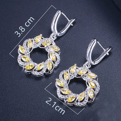 1 Pair Elegant Lady Modern Style Geometric Circle Plating Inlay Copper Zircon Drop Earrings