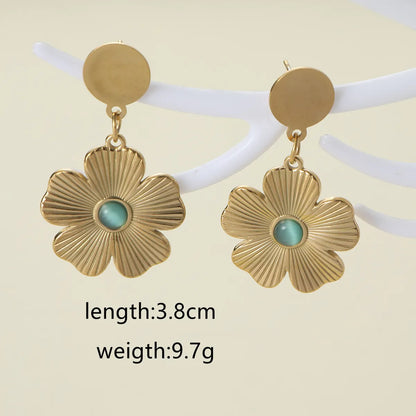 1 Pair Elegant Lady Modern Style Heart Shape Flower Inlay Zinc Alloy Zircon Drop Earrings