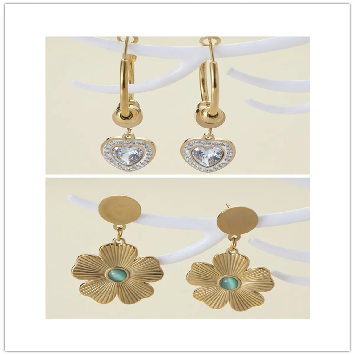 1 Pair Elegant Lady Modern Style Heart Shape Flower Inlay Zinc Alloy Zircon Drop Earrings