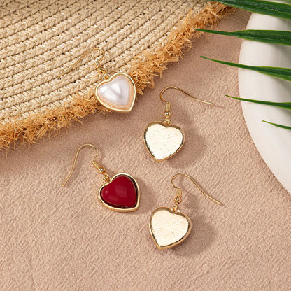 1 Pair Elegant Lady Modern Style Heart Shape Plastic Zinc Alloy Drop Earrings