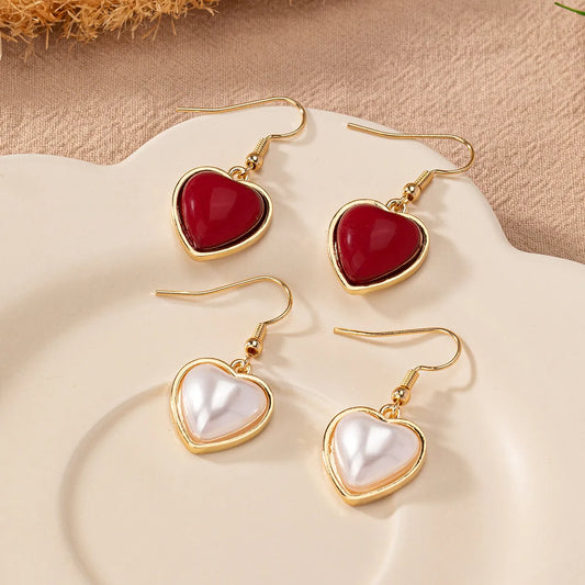 1 Pair Elegant Lady Modern Style Heart Shape Plastic Zinc Alloy Drop Earrings