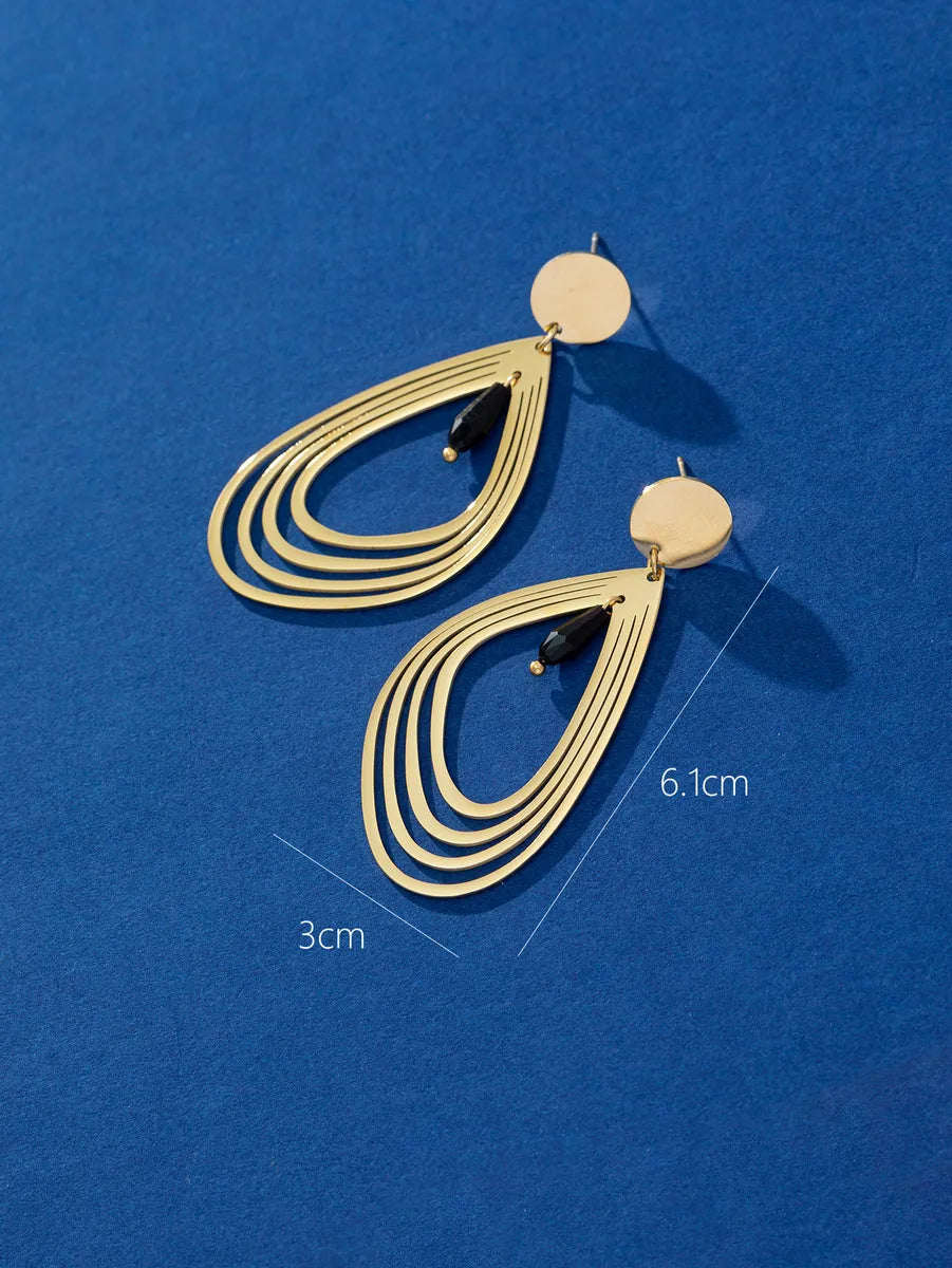 1 Pair Elegant Lady Modern Style Leaf Flower Plating 316 Stainless Steel  18K Gold Plated Drop Earrings