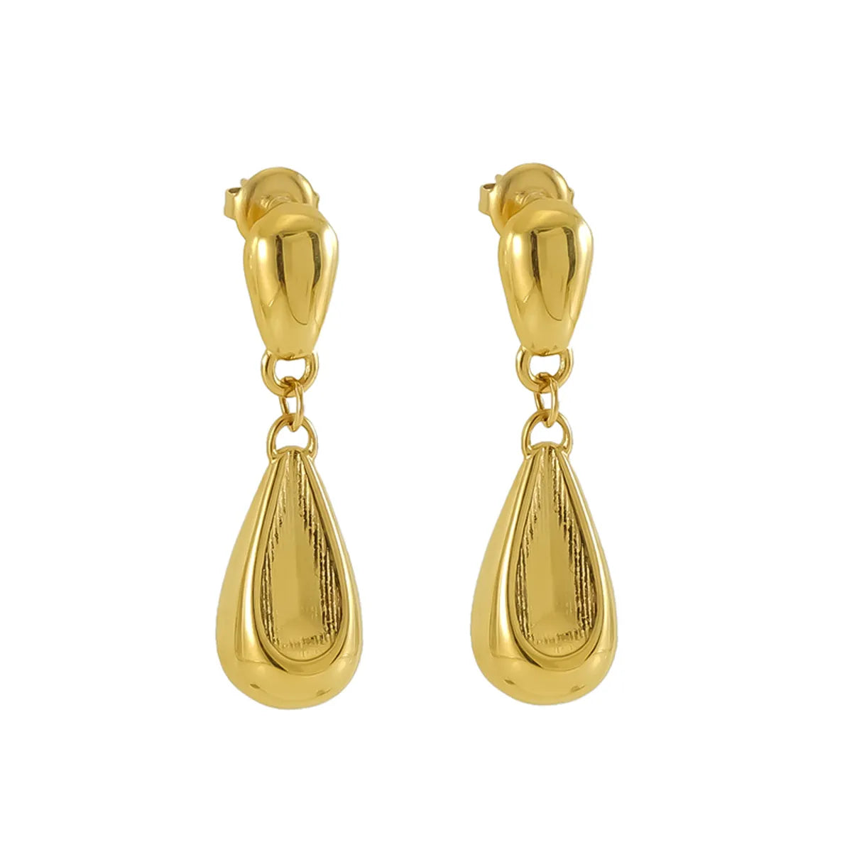 1 Pair Elegant Lady Modern Style Water Droplets Solid Color 304 Stainless Steel Titanium Steel 18K Gold Plated Drop Earrings