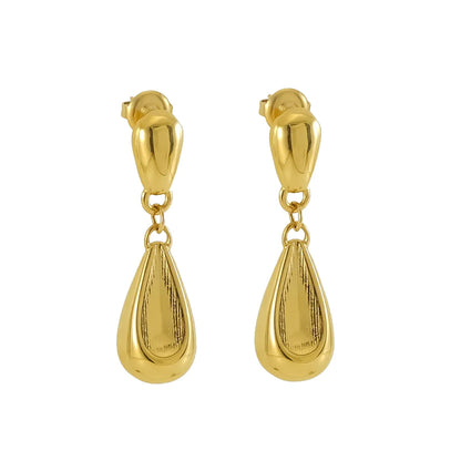 1 Pair Elegant Lady Modern Style Water Droplets Solid Color 304 Stainless Steel Titanium Steel 18K Gold Plated Drop Earrings