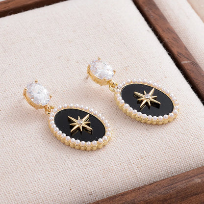 1 Pair Elegant Lady Romantic Geometric Plating Inlay Alloy Pearl Zircon 14k Gold Plated Drop Earrings