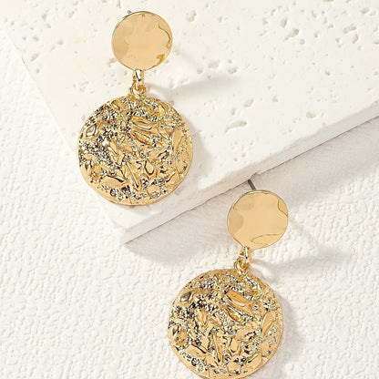 1 Pair Elegant Lady Round Alloy Gold Plated Drop Earrings