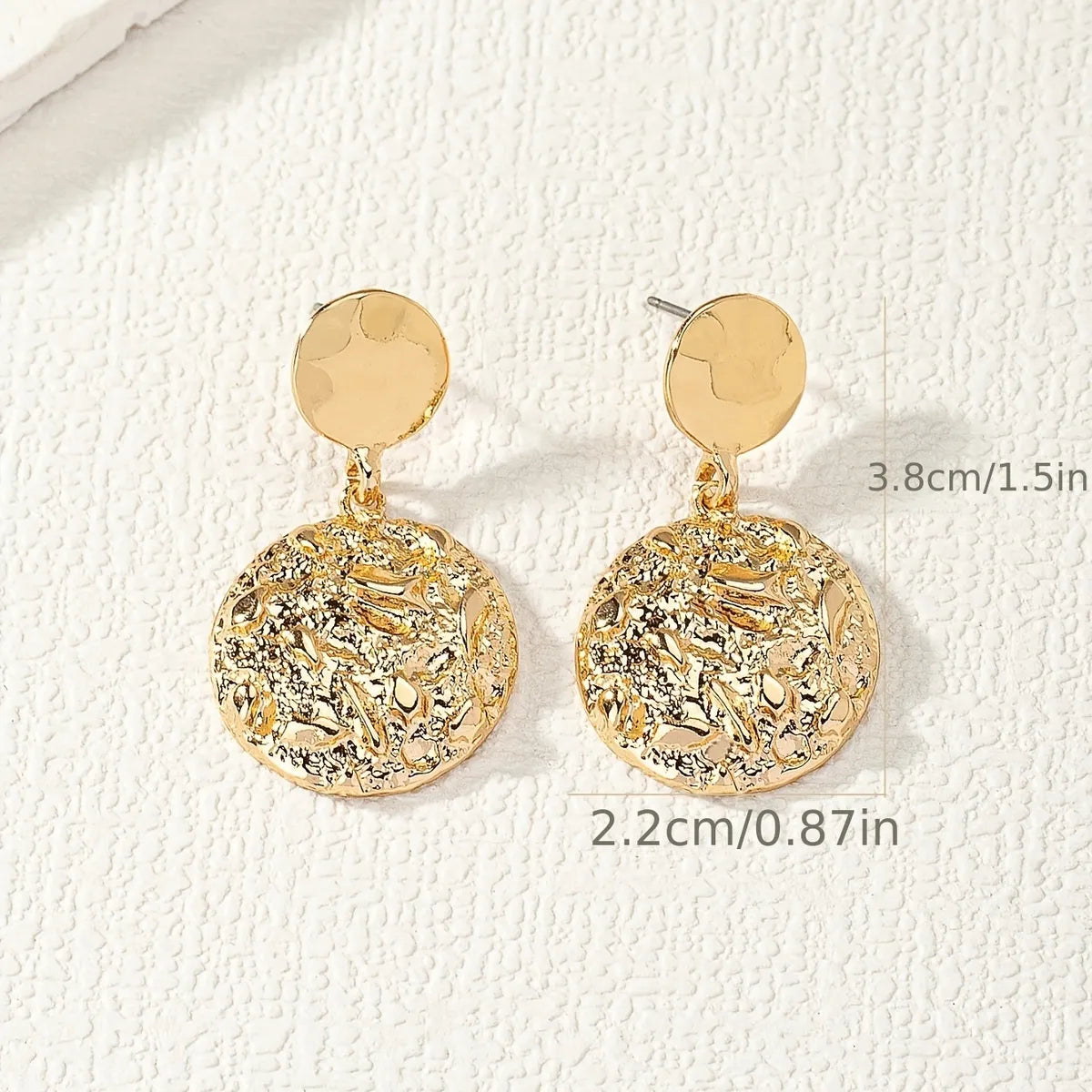 1 Pair Elegant Lady Round Alloy Gold Plated Drop Earrings