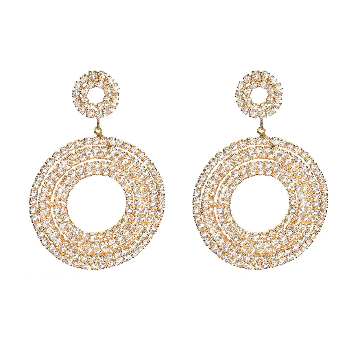 1 Pair Elegant Lady Round Inlay 316 Stainless Steel  Rhinestones Drop Earrings