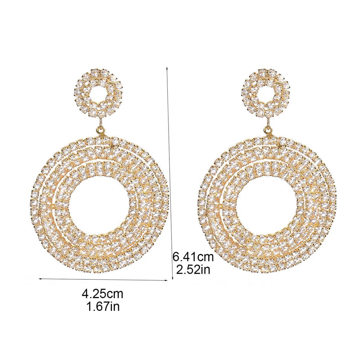 1 Pair Elegant Lady Round Inlay 316 Stainless Steel  Rhinestones Drop Earrings