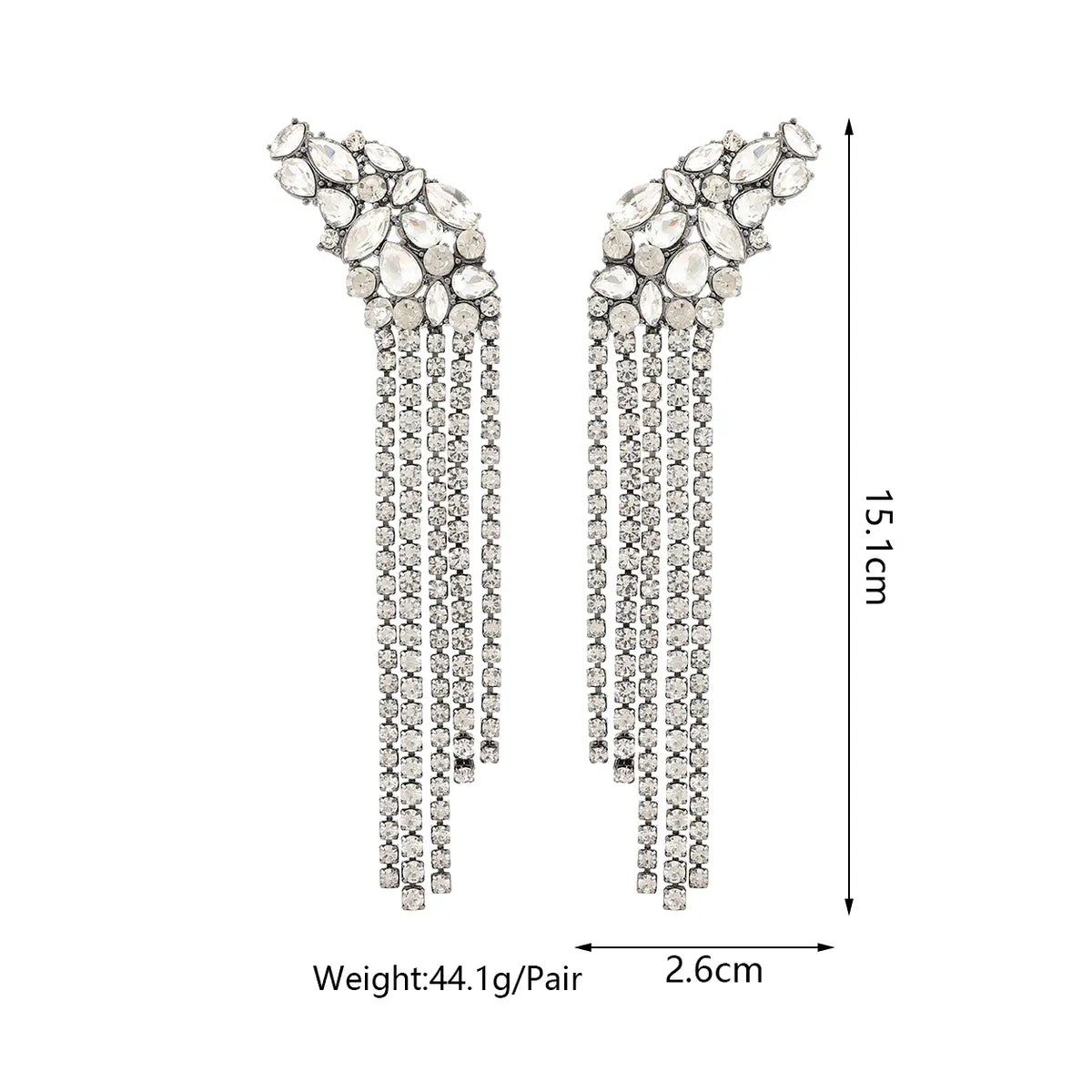 1 Pair Elegant Lady Shiny Tassel Inlay Alloy Glass Drop Earrings