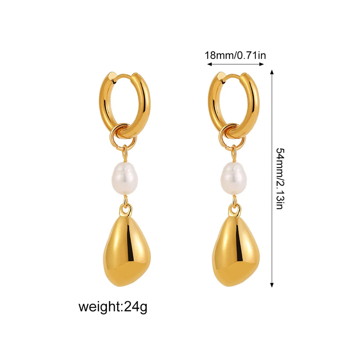 1 Pair Elegant Lady Simple Style Geometric Water Droplets Inlay 304 Stainless Steel Pearl Drop Earrings