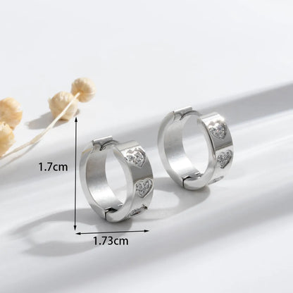 1 Pair Elegant Lady Simple Style Round Oval Flower Plating Inlay Stainless Steel Zircon 18k Gold Plated Ear Studs