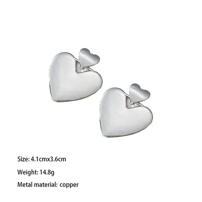 1 Pair Elegant Lady Solid Color Irregular Round Heart Shape Plating Copper Brass 18K Gold Plated Drop Earrings Ear Studs