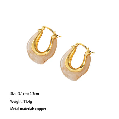 1 Pair Elegant Lady Solid Color Irregular Round Heart Shape Plating Copper Brass 18K Gold Plated Drop Earrings Ear Studs