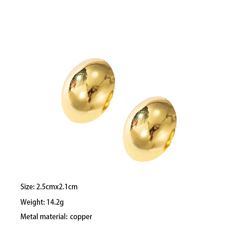 1 Pair Elegant Lady Solid Color Irregular Round Heart Shape Plating Copper Brass 18K Gold Plated Drop Earrings Ear Studs