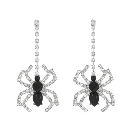 1 Pair Elegant Lady Spider Inlay Alloy Zircon Drop Earrings