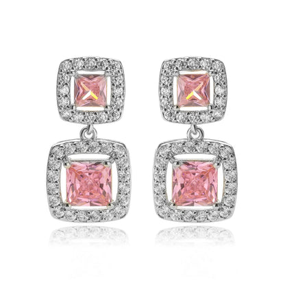 1 Pair Elegant Lady Square Plating Inlay Copper Zircon 18k Gold Plated Drop Earrings