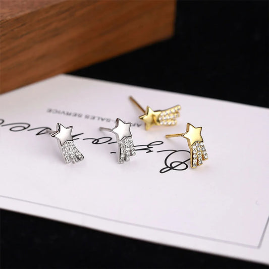 1 Pair Elegant Lady Star Plating Inlay Sterling Silver Zircon Ear Studs