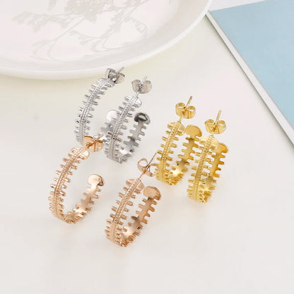 1 Pair Elegant Lady Streetwear C Shape Plating Stainless Steel Ear Studs