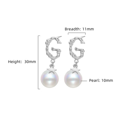 1 Pair Elegant Lady Streetwear Geometric Letter Polishing Plating Inlay Sterling Silver Artificial Pearls 18K Gold Plated White Gold Plated Drop Earrings