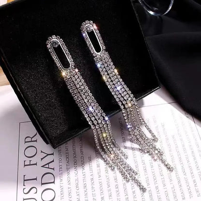 1 Pair Elegant Lady Streetwear Geometric Plating Inlay Alloy Rhinestones Drop Earrings